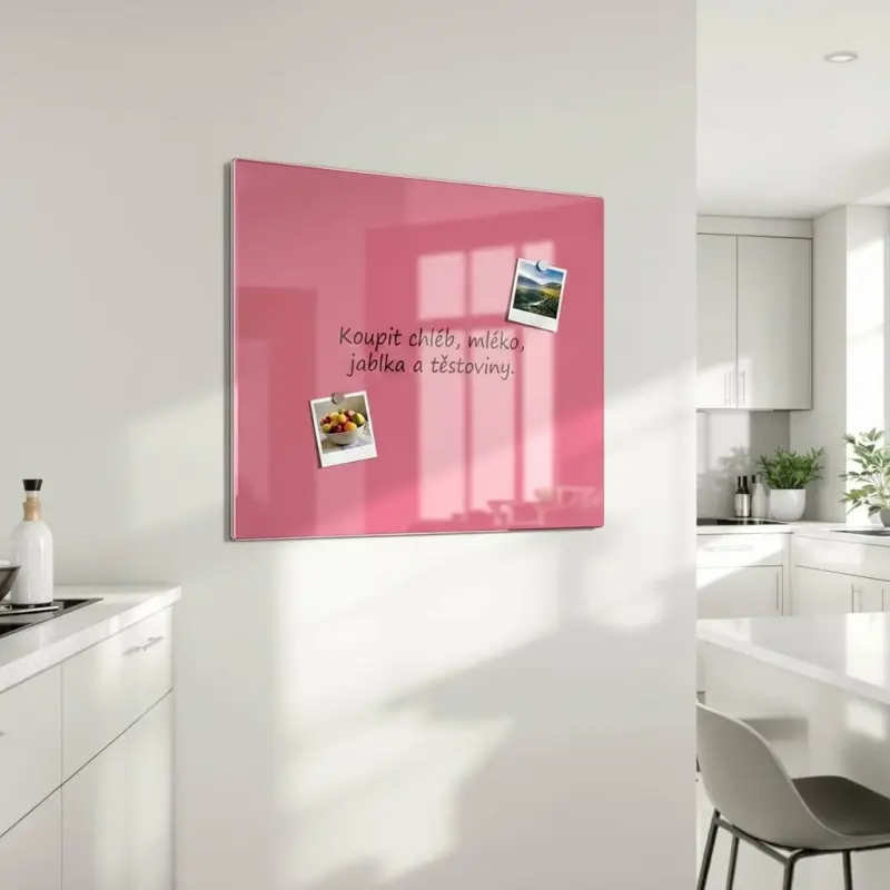 Růžová perlová skleněná magnetická tabule domácí SMATAB