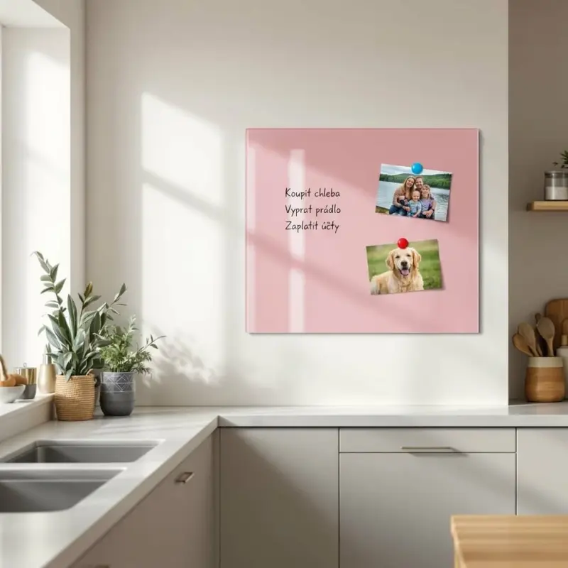 Růžová tělová skleněná magnetická tabule domácí SMATAB